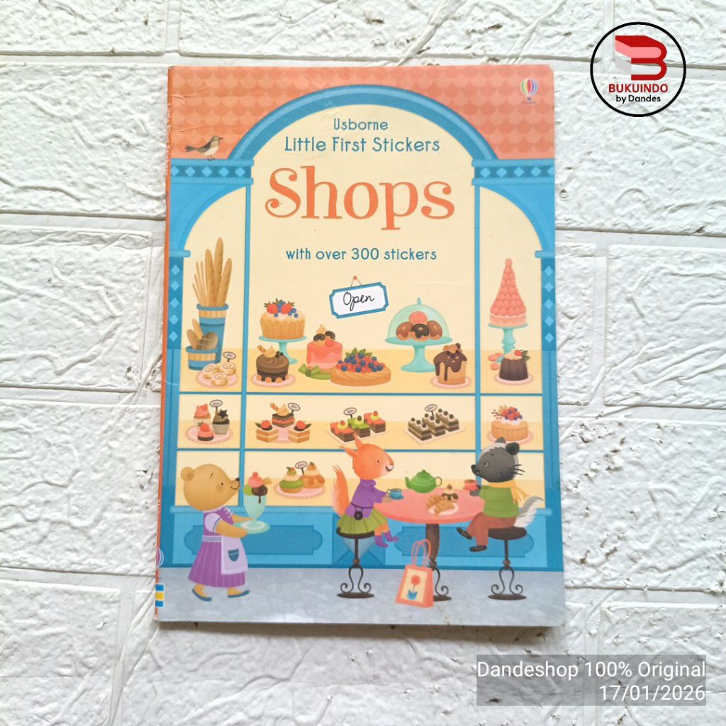 (english) Usborne Little First Stickers SHOPS - Buku Cerita Anak BAHASA INGGRIS Bekas Preloved