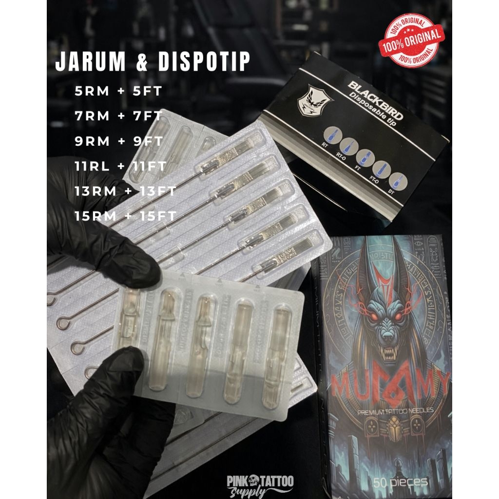 Jarum & Dispotip Tato Komplit 5RM+5FT 7RM+7FT 9RM+9FT 11RL+11FT 13RM+13FT 15RM+15FT | Jarum Tato Pre