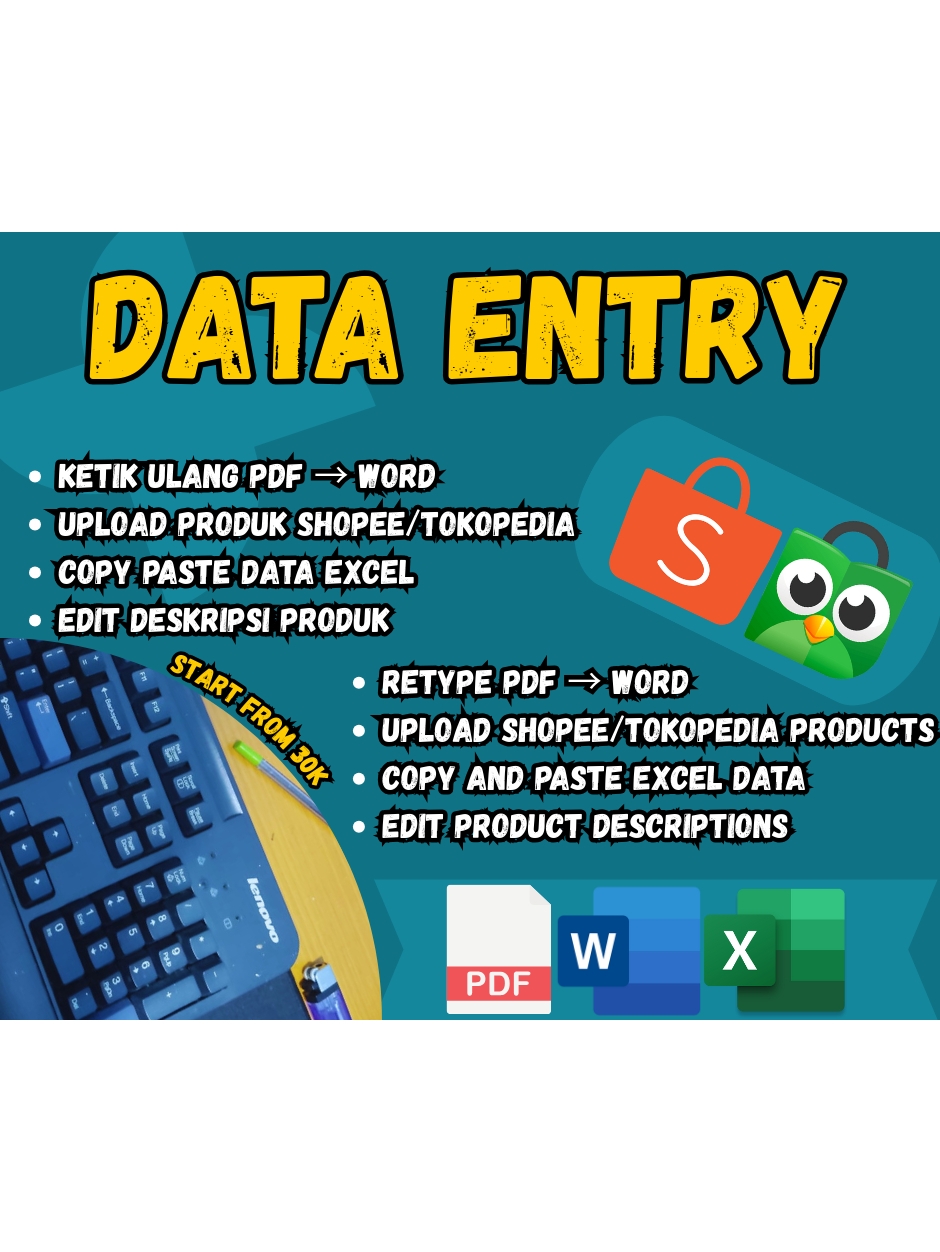 Jasa Entry | Ketik Ulang PDF ke Word | Upload Produk Marketplace