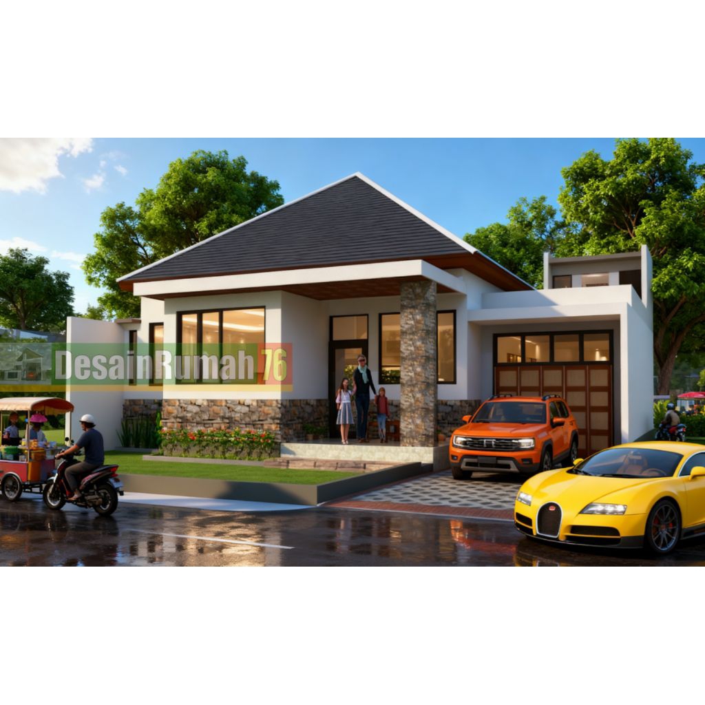 ( Paket desain rumah murah) Desain rumah klasik modern, paket desain 3D, denah rumah 15 x 20, rumah 