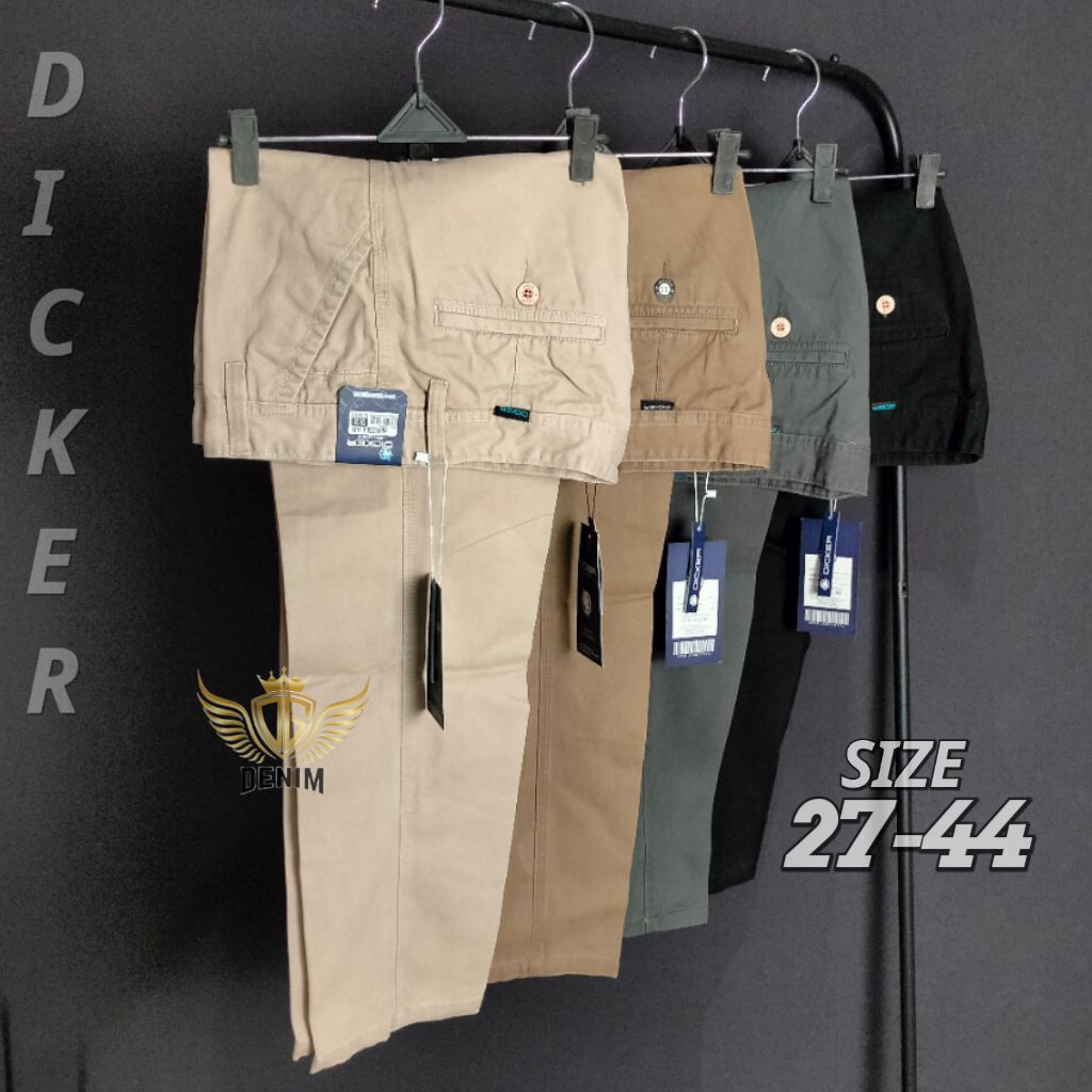 Celana Panjang Chino Pria Dicker Softjeans Chino Reguler Nonstretch Kanvas Size 27-44