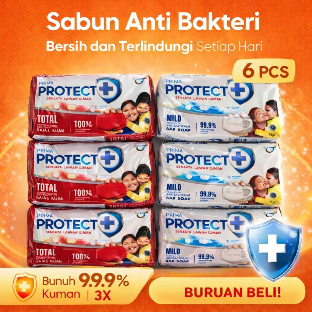 Sabun Mandi Batang prima Protect Paket Hemat 6 Pcs Ukuran 75 Gram