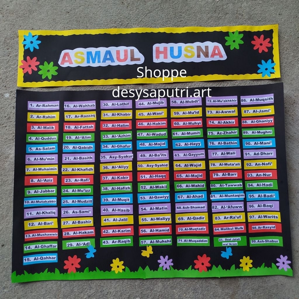 hiasan kelas Asmaul husna handmade