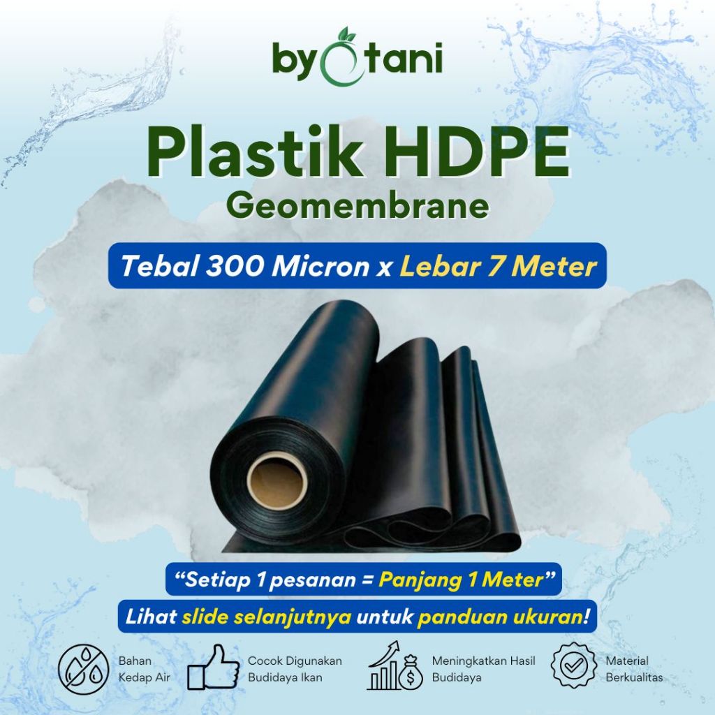 Plastik HDPE Geomembrane Tebal 300 Micron Lebar 7 Meter