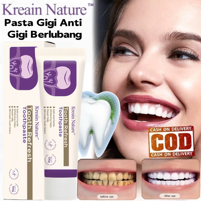 Kreain Nature Pasta Gigi Anti Gigi Berlubang & Sensitif / Kreain Nature Tooth Refresh Toothpaste 100