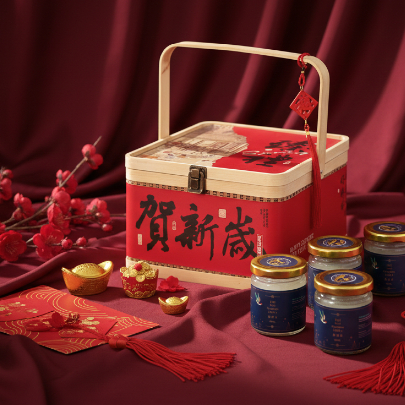 Prestige Set | Bird Nest Drink Plus 5x100ml | Rattan Gift Box CNY 2026