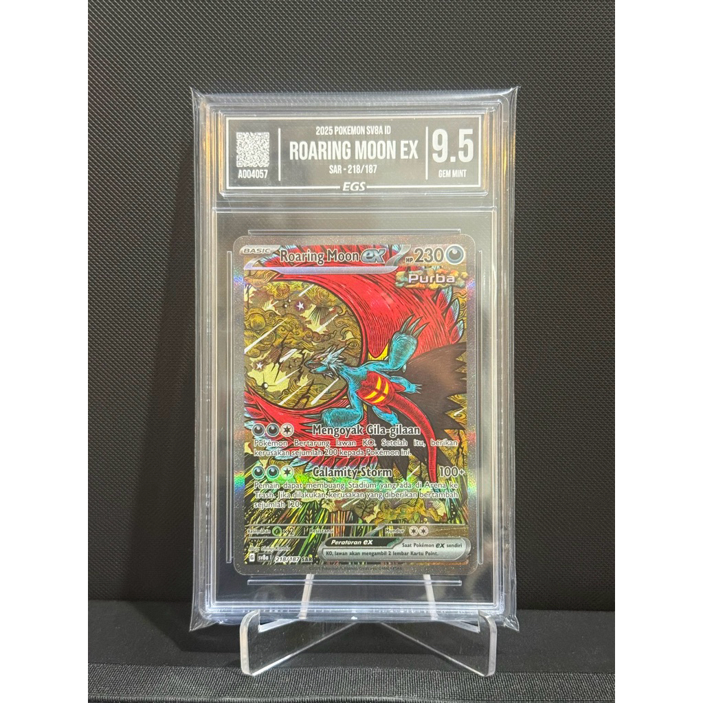 Kartu Pokemon Roaring Moon EX SAR 218/187 EGS Grading Shinji Kanda Original