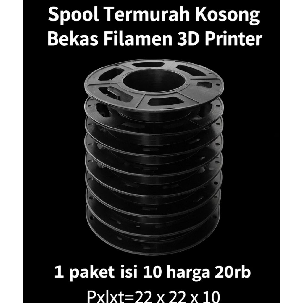 Paketan Isi 10 Spool Kosong Bekas Filamen 3D Printer – Gulungan Plastik Hitam Bobin Roll Kabel Prelo