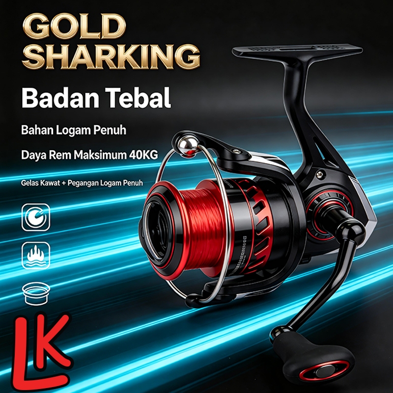 LK Reel Pancing LK 7000 Putar Rell Rill Pancing Katrol Kerekan Pancing Fishing Reel Spool Metal Alum