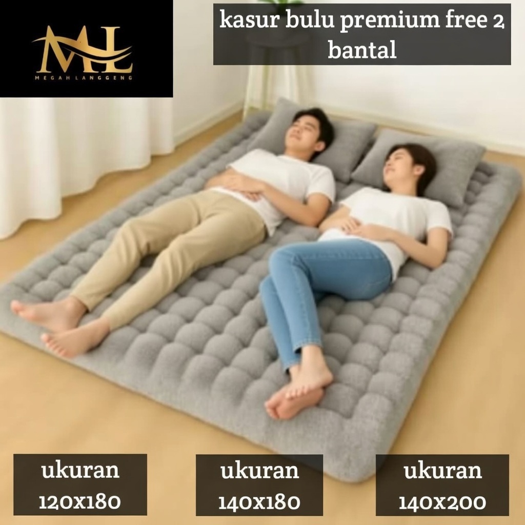 Kasur Bulu Gender Rasurf Tebal Bonus 2 Bantal || Kasur lantai || kasur empuk