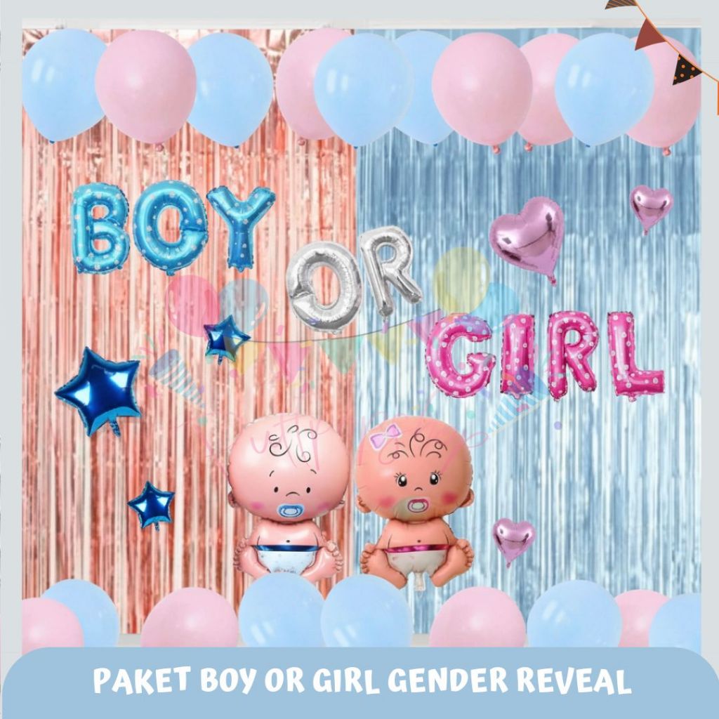 Paket Dekorasi Gender Reveal Boy or Girl / Gender Reveal Decoration Aesthetic