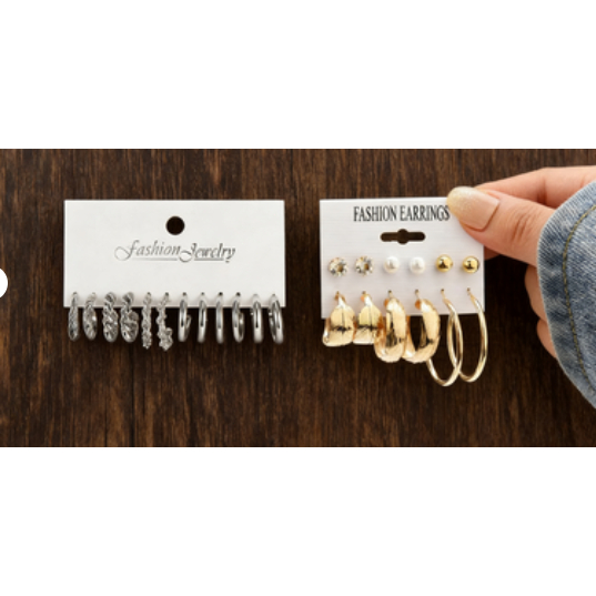 Anting Polos Retro Elegan Korea Alloy S925 Pearl Crystal Multiwarna 5-6 Pasang