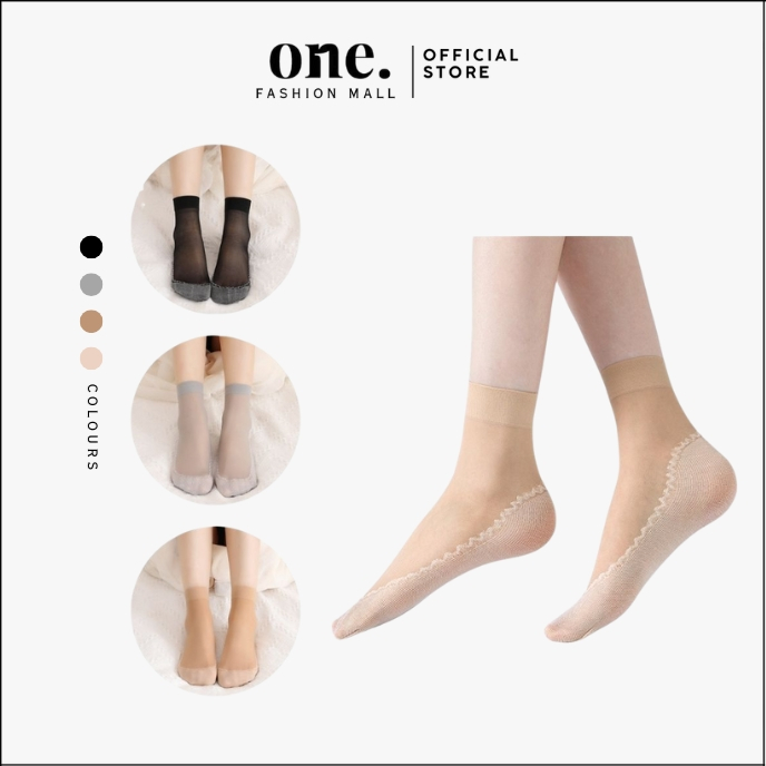 ONEFASHIONMALL KK007 Kaos Kaki Stocking Pendek Tipis Transparan Halus Stoking Wanita Dewasa Ankel