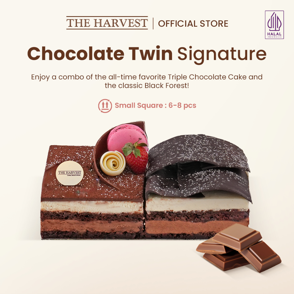 Chocolate Twin Signature Small Rectangle | Kue Ulang Tahun Rasa Dengan Pilihan 2 Rasa Coklat