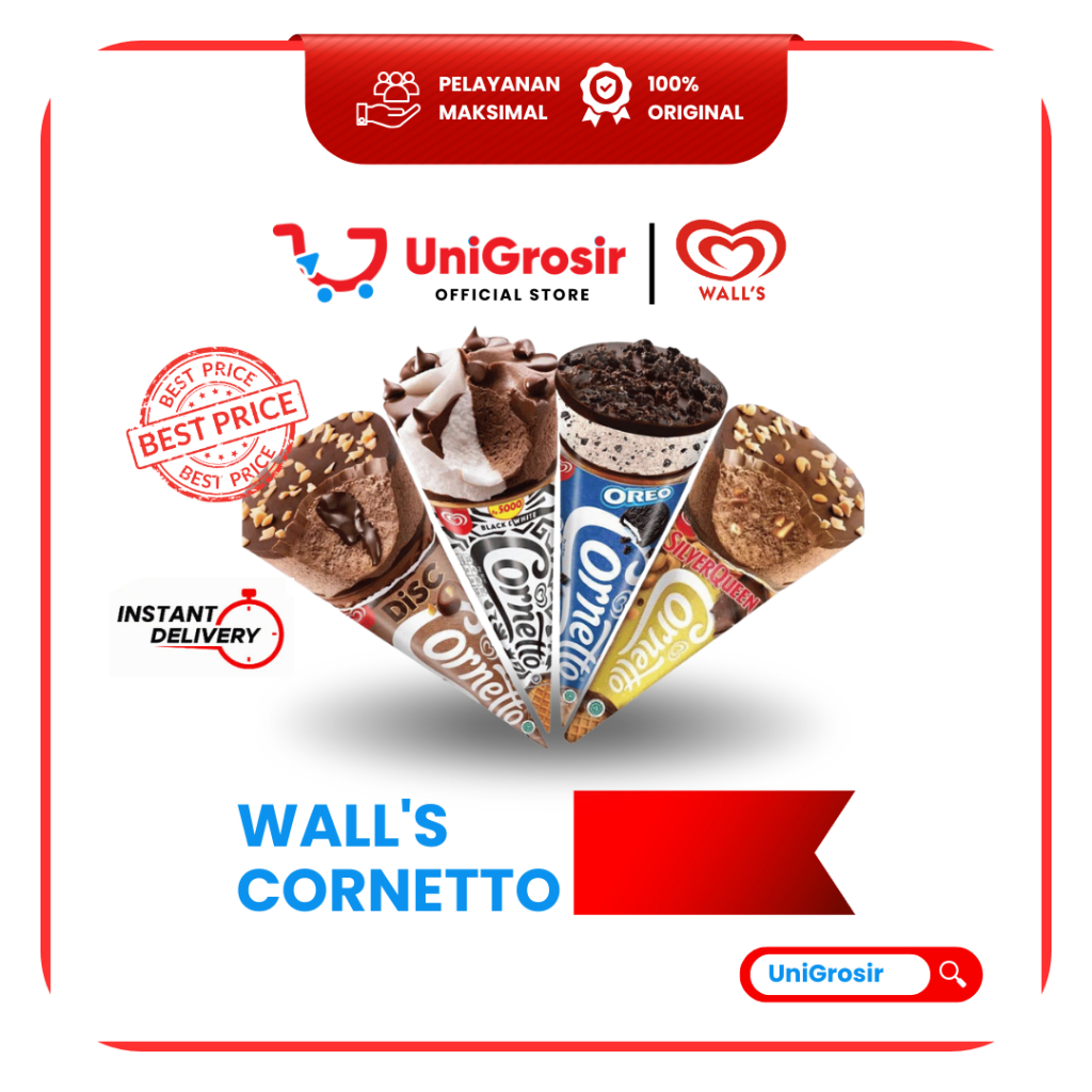 [UniGrosir] WALLS WALL'S CORNETTO ICE CREAM ALL VARIAN ES KRIM CLASSIC CHOCOLATE OREO ~ 80 ml - 108 