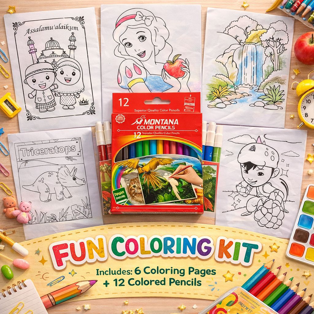 50 Gambar Mewarnai + Pensil Warna
