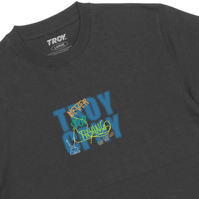 Troy Company Tshirt Dark Grey Naver Stop Trying - Kaos Lengan Pendek Kaos Abu Gelap MTD 2793