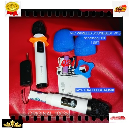 Q24 SOUNDBEST W 10 W10 SOUND BEST Microphone Wireles Resiver Mini MIK MIC MIX DUAL SEPASANG 1 SET KA