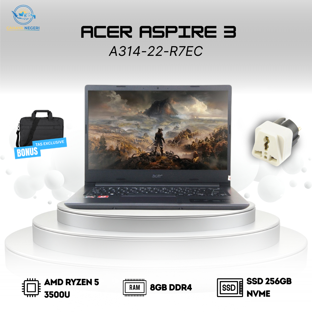 PROMO LAPTOP Acer Aspire 3 A314-22-R7EC RAM 8GB - SSD 256GB - AMD Ryzen 5 BONUS TAS + STEKER