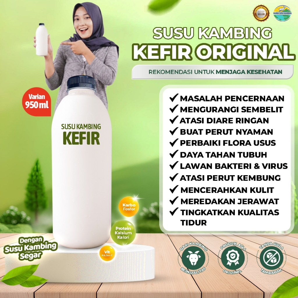 Susu Kefir Asli Dari Susu Kambing Murni Dan Bibit Kefir Varian 950ml