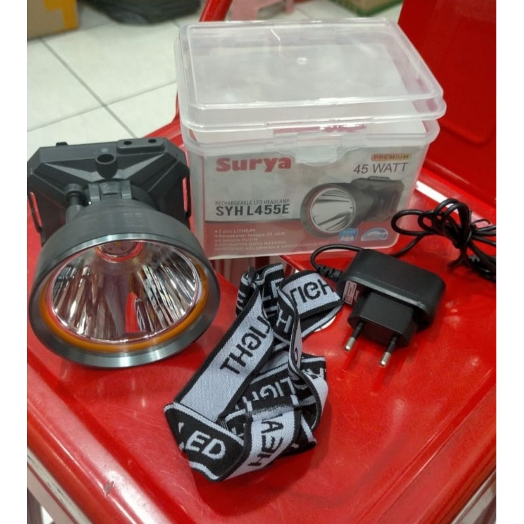 SENTER KEPALA CAS SURYA 45 WATT+ BONUS IKAT KEPALA