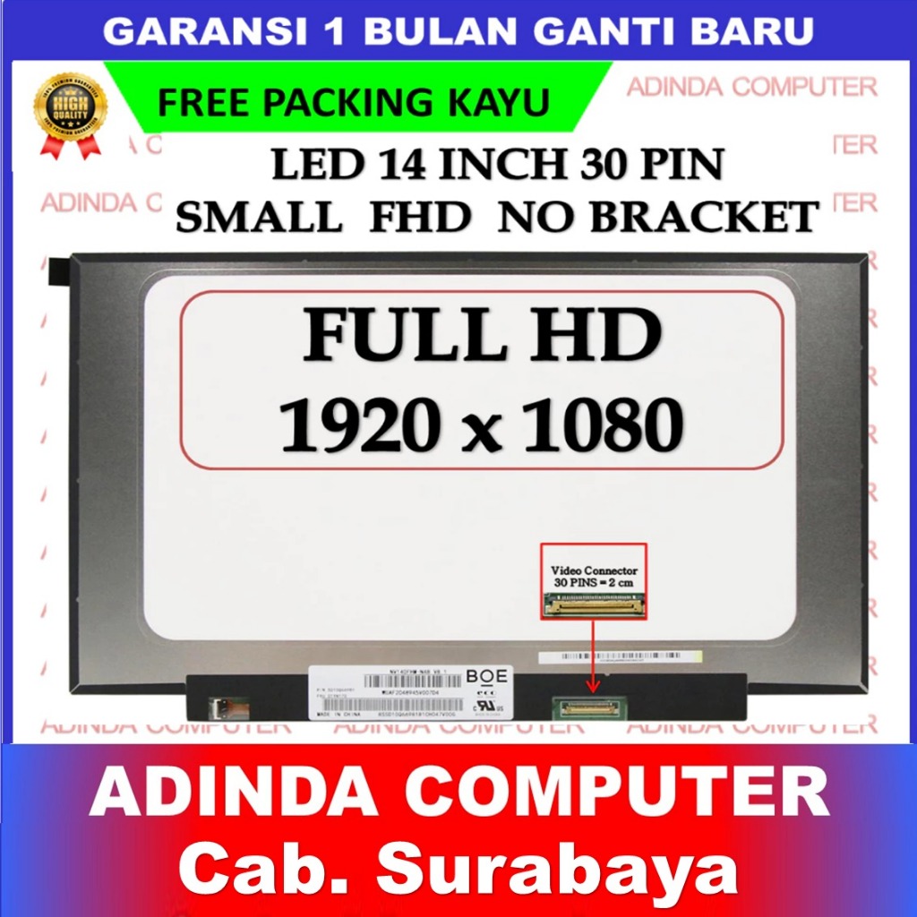 LCD LED 14 Inch 30 pin Slim FHD IPS Small No Bracket