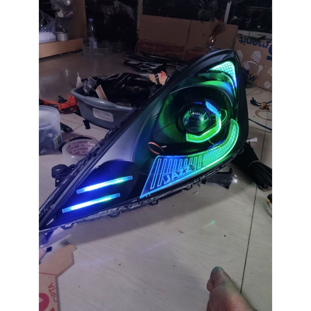 CUSTOM ACRILIK SLIME L FRAME CAKAR LED HEADLAMP RGB DRL RUNNING MOBIL JAZZ GE8 RS S 2008-2014