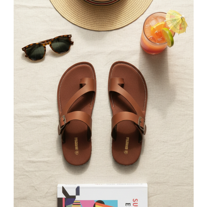 Sendal Jepit Indoor Outdoor Anti Selip Pria Rumahan Casual Pria Kulit Asli Sandal Distro