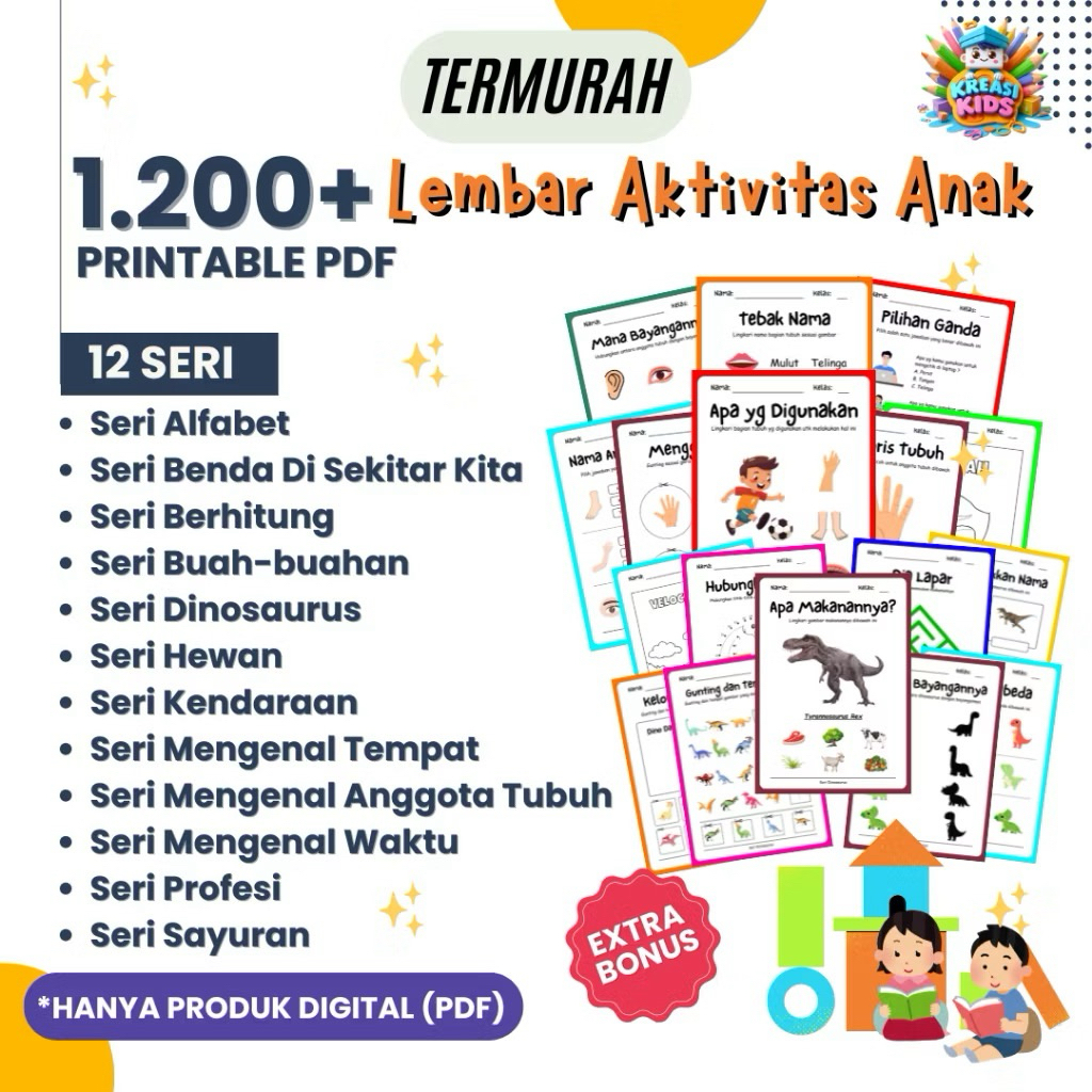 WORKSHEET ANAK TK PAUD / BUKU AKTIVITAS ANAK / LEMBAR MEWARNAI