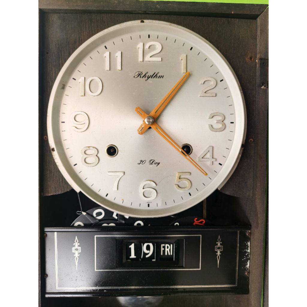 Jam dinding vintage Rhythm 30 Day Jepang, Rhythm Watch Co.