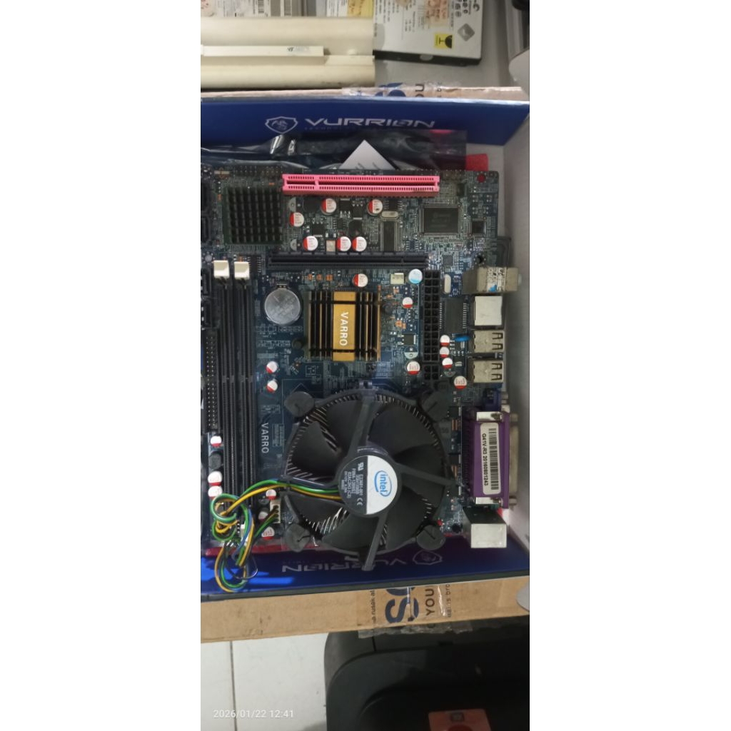 motherboard board G41 varro + prosesor dual core+fan