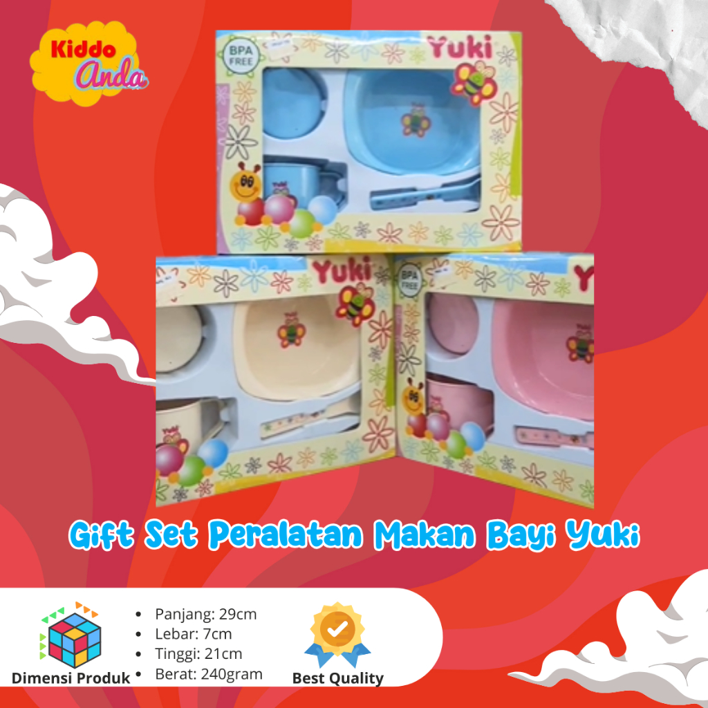 Kiddo Anda-Gift Set Alat Makan Bayi YUKI/Set Makan Anak Lengkap/Kado Alat Makan Bayi Set