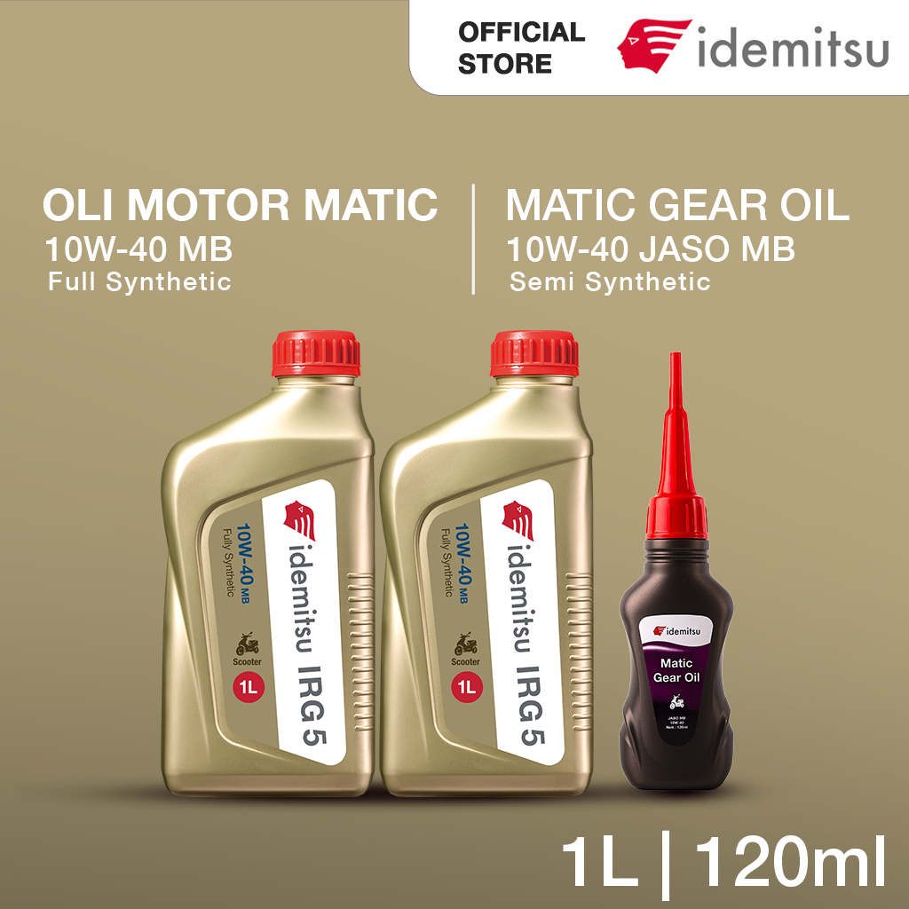 OLI IDEMITSU IRG5 PAKET OLI IDEMITSU IRG5 10W-40 MB (1L) 2 BOTOL OLI MESIN MOTOR MATIC + IDEMITSU Ma
