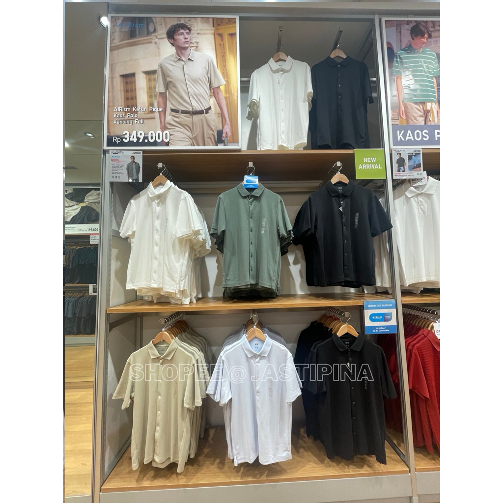 Airism Katun Pique Kaos Polo Kancing Full Pria UNIQLO JASTIP