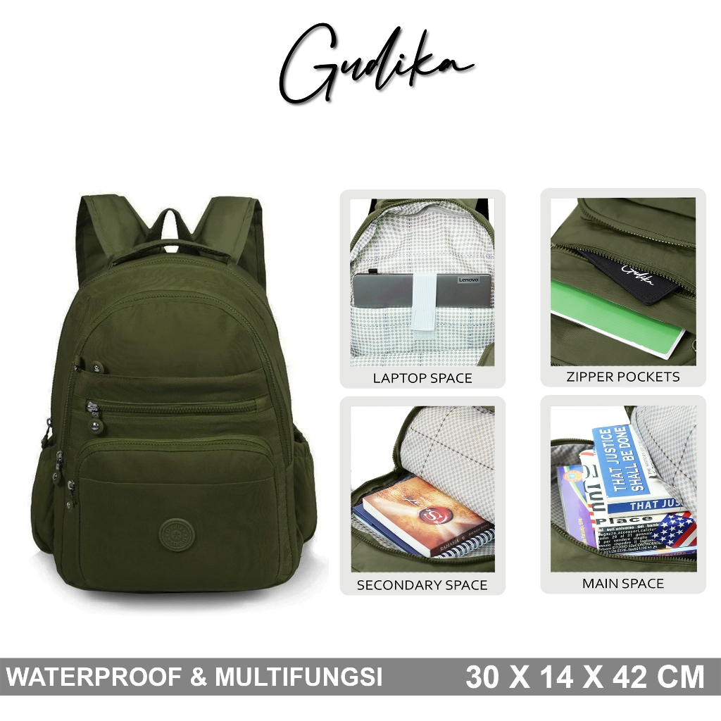 Gudika 5058 Tas Backpack Wanita Waterproof | Ransel Stylish, Ringan & Multifungsi
