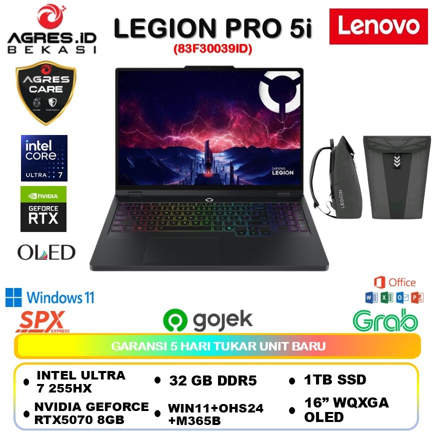 LENOVO LEGION PRO 5i OLED intel ultra 7 255HX RTX5070 8GB (32/1TB) 16 WQXGA