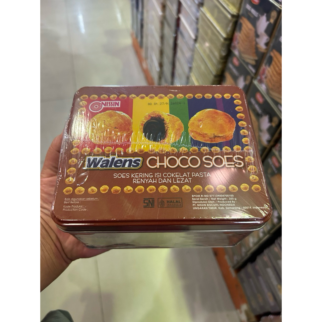 nissin walens choco soes 350gr kaleng coklat