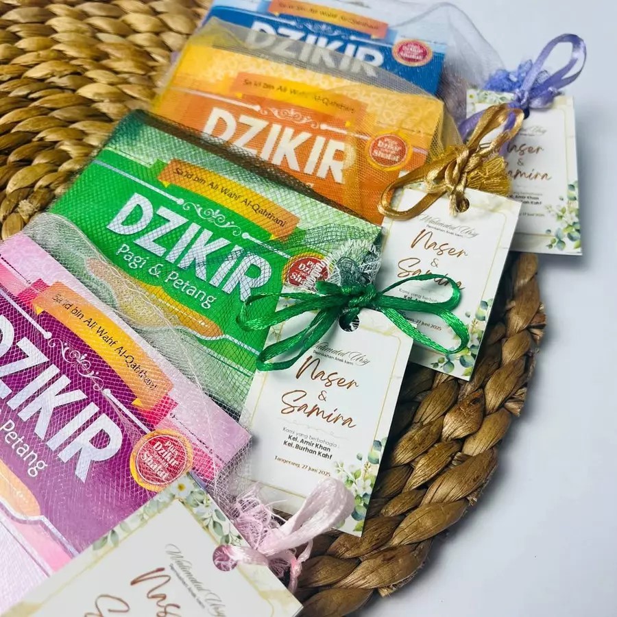 Souvenir Buku Dzikir - CUSTOM UCAPAN + TILE Zikir Pagi Petang Untuk Wedding Tasyakuran Acara Penting