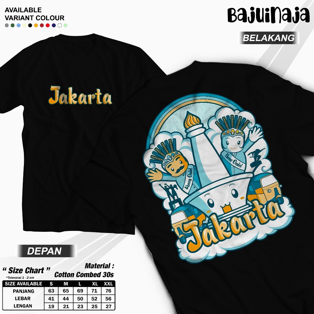 Baju kaos Atasan Jakarta Monas Dan Ondel2 katun 30s anak/dewasa