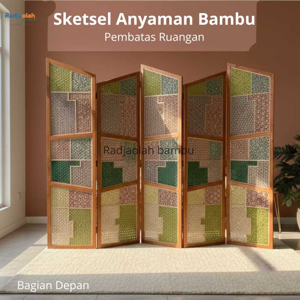 (FREE PACKING KAYU) Sketsel Pembatas Ruangan / Pembatas RuangaN - Partisi Ruangan ANYAMAN BAMBU(SAT-