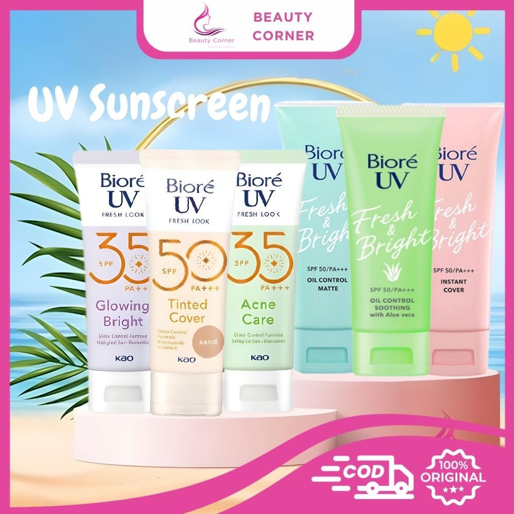 Biore UV Sunscreen  Fresh & Bright | Fresh Look | Aqua Rich Sunscreen SPF PA 50 ++++