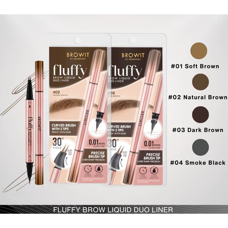 BROWIT BY NONGCHAT Fluffy Brow Liquid Duo Liner / Eyeliner Waterproof / Eyebrow 2 in 1 / Spidol Alis