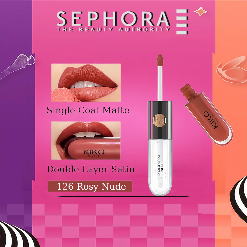 KIKO Milano Minshzee Double Lip Gloss Fog Matte 2in1 Double Touch Lipstick/kiko double lip glaze/6ml