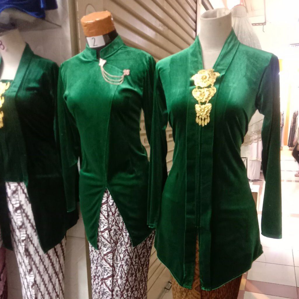 TUNIK KEBAYA BLUDRU BLUE EMERALD KARTINI HIJAU BOTOL PREMIUM - BROSS SANTIKKK TITANIUM