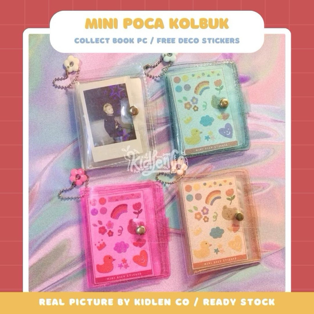 [kidlenco] mini binder kolbuk - collbook pc dompet jelly transparan glitter - case pastel cute lucu 