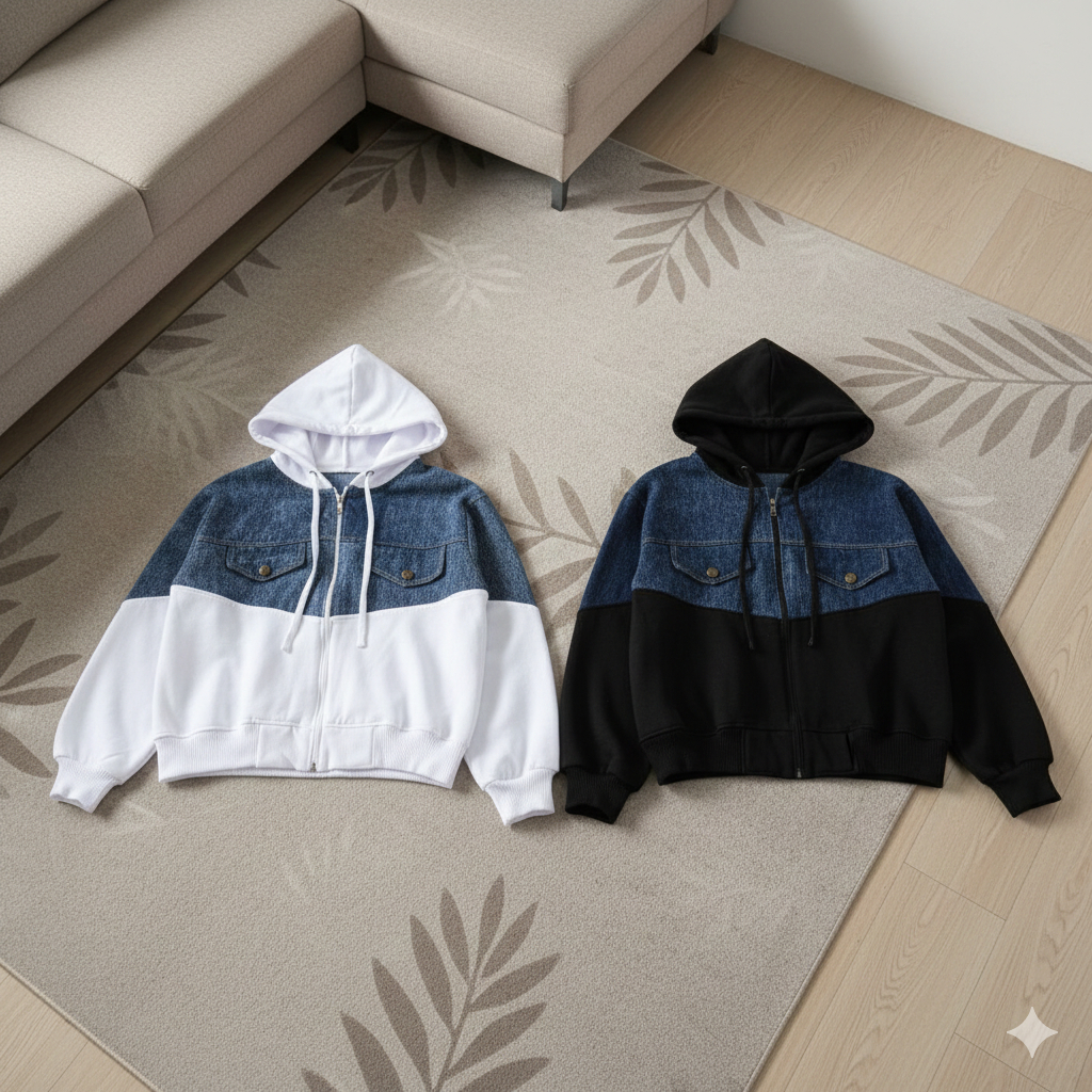 Vior Jeans (isi 2) Jaket Couple Pasangan Aesthetic Fashion Couple Korea Trendy Hoodie Couple