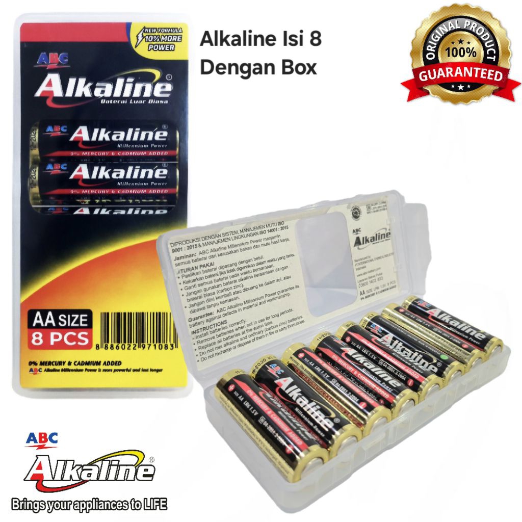 Baterai Alkaline AA A2 AAA A3 Isi 8 Packing Box