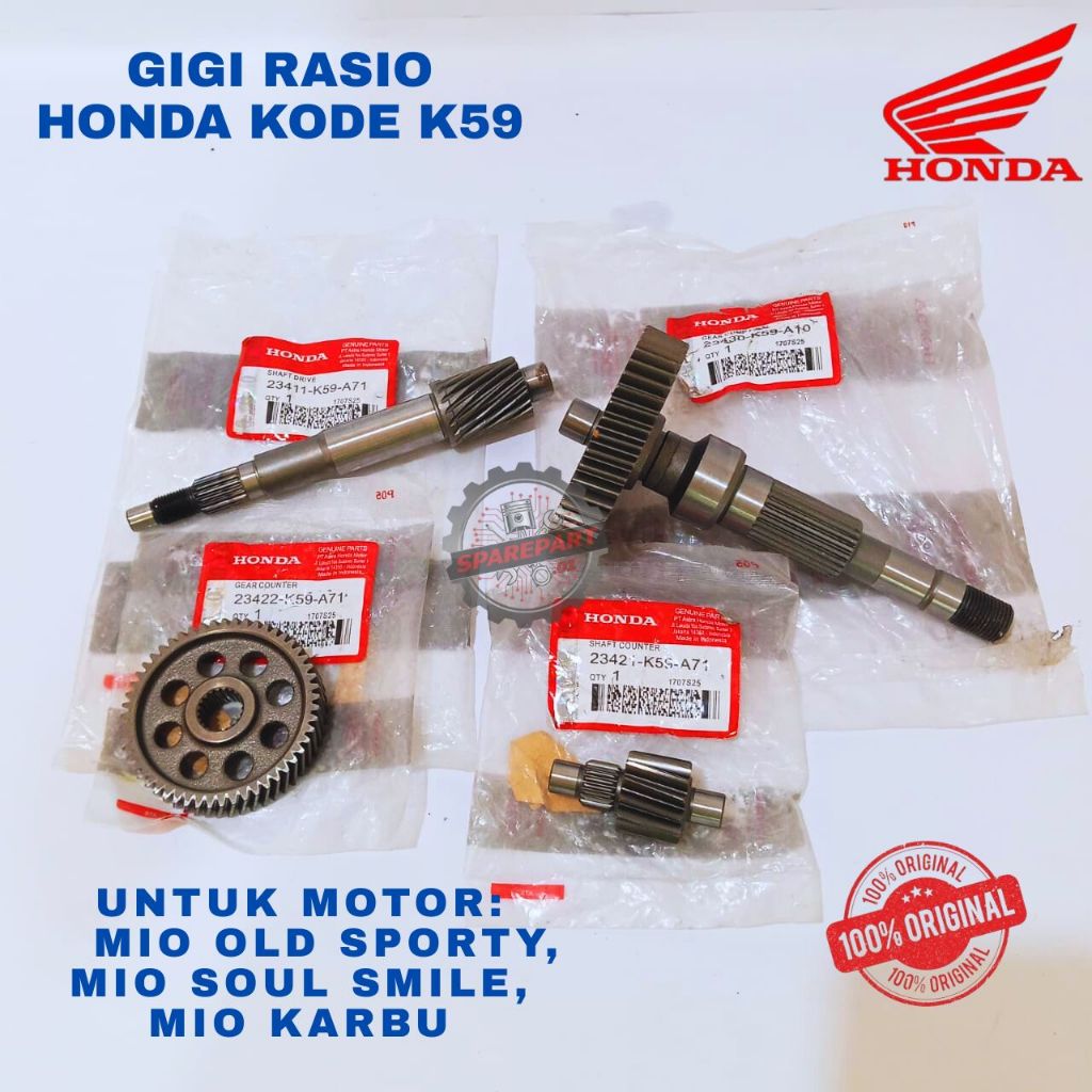 GIGI RASIO SET HONDA  KODE K59 ORIGINAL, GIGI RASIO MIO OLD SPORTY, GIGI RASIO MIO SOUL SMILE