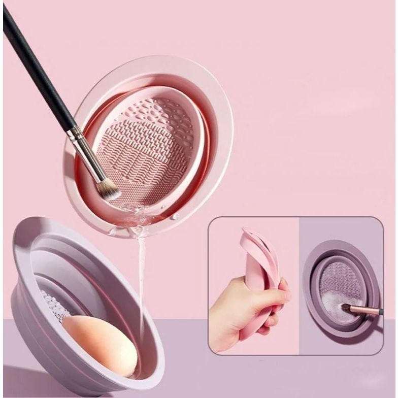 HT-tempat pembersih kuas make up - wadah kuas make up - make up cleanser - alat pembersih kuas lukis