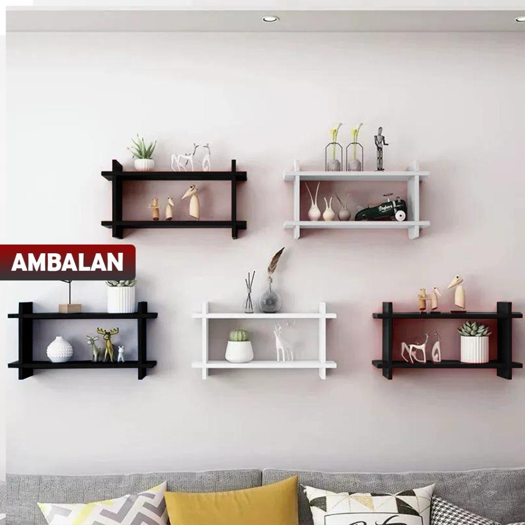 Home Interior -Rak dinding latar belakang dekorasi ruang tamu penyimpanan dinding rak gantung Kayu P